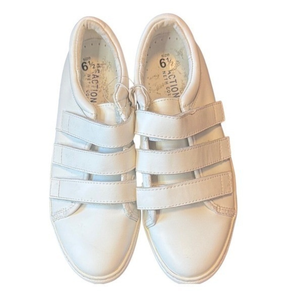 Kenneth Cole Reaction Sneakers Womens 6.5 Jovie Leather Triple Strap White